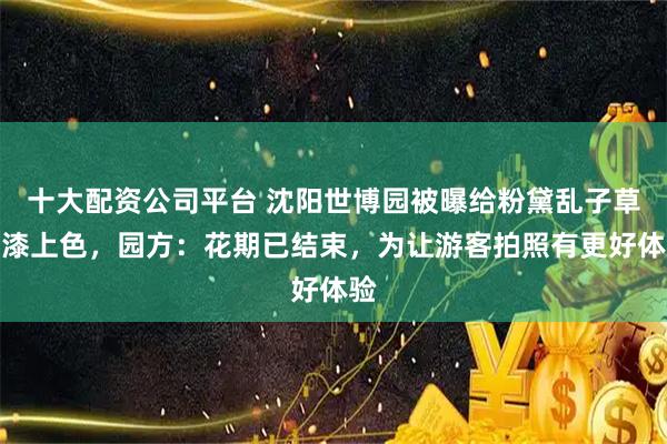 十大配资公司平台 沈阳世博园被曝给粉黛乱子草喷漆上色，园方：花期已结束，为让游客拍照有更好体验